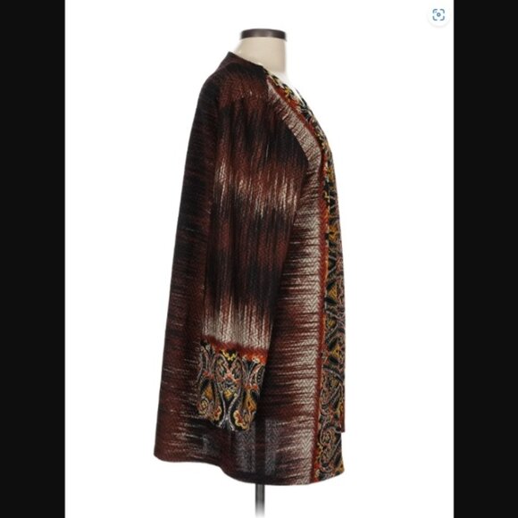 Susan Graver Stretch Textured Knit Long Sleeve Open Front Cardigan Jacket Sz L - Picture 2 of 9